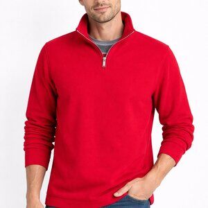 Eddie Bauer Red Quarter Zip Pullover | 100% Cotton | Size Small | Cozy Classic